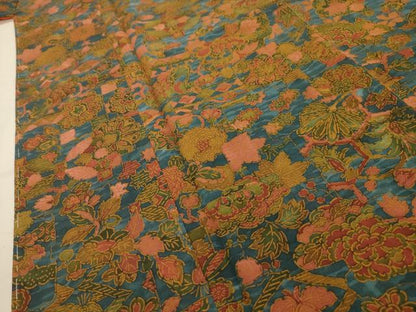 平和屋着物■上質な小紋　孔雀更紗花文　正絹　逸品　AABJ7652sx
