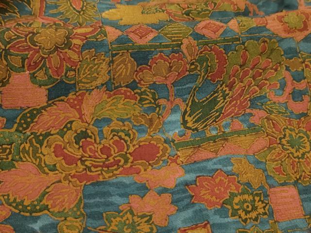 平和屋着物■上質な小紋　孔雀更紗花文　正絹　逸品　AABJ7652sx