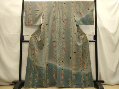 平和屋着物■訪問着　花蝶間道　金彩　鬼しぼ縮緬　正絹　逸品　AABJ7653sx