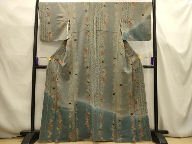 平和屋着物■訪問着　花蝶間道　金彩　鬼しぼ縮緬　正絹　逸品　AABJ7653sx