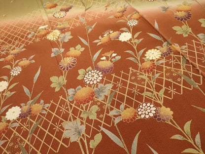 平和屋着物■訪問着　駒刺繍　草花文　暈し染め　金彩　正絹　逸品　AABJ7654sx