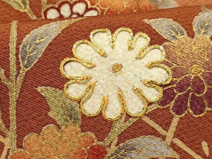 平和屋着物■訪問着　駒刺繍　草花文　暈し染め　金彩　正絹　逸品　AABJ7654sx