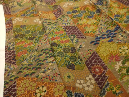 平和屋着物■上質な小紋　松竹梅松皮菱花文　鬼しぼ縮緬　正絹　逸品　AABJ7658sx