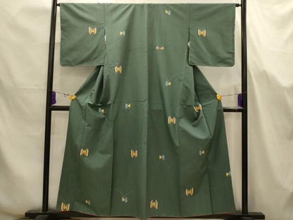 平和屋着物■上質な紬　舞蝶文　正絹　逸品　AABJ7661sx