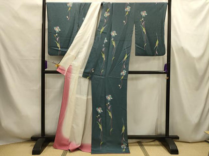 平和屋着物■上質な小紋　草花文　金彩　正絹　逸品　AABJ7665sx