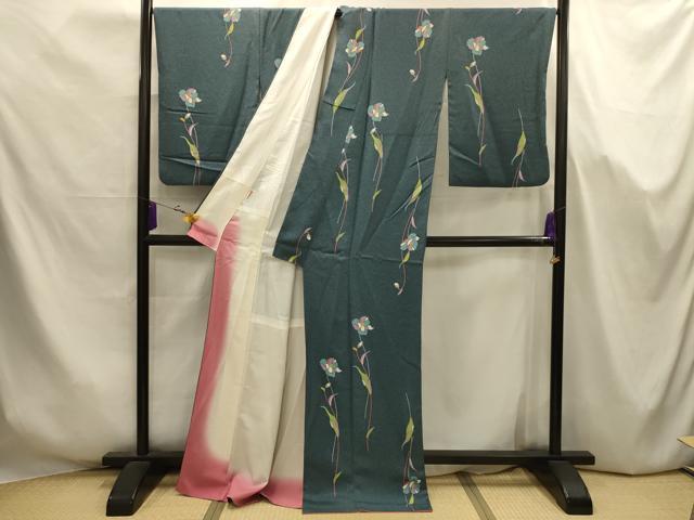 平和屋着物■上質な小紋　草花文　金彩　正絹　逸品　AABJ7665sx