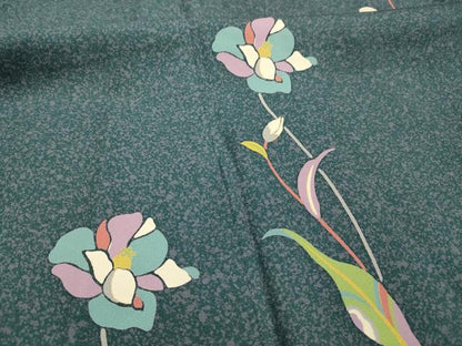 平和屋着物■上質な小紋　草花文　金彩　正絹　逸品　AABJ7665sx