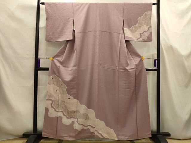 平和屋着物■訪問着　絞り　刺繍　道長吉祥花文　正絹　逸品　AABJ7666sx