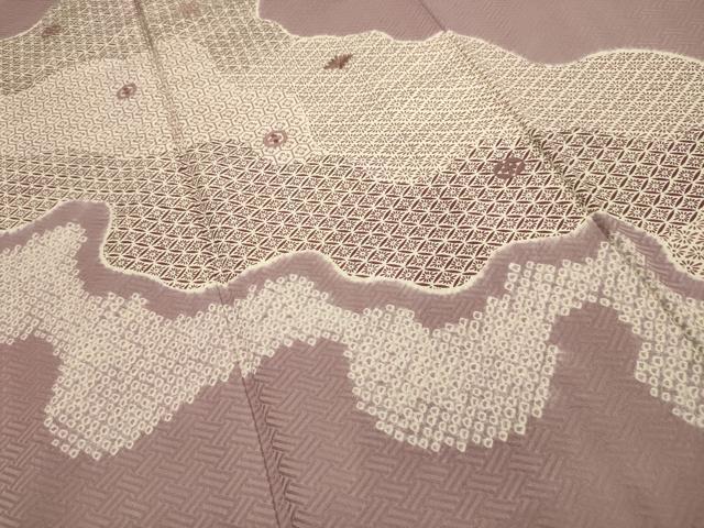 平和屋着物■訪問着　絞り　刺繍　道長吉祥花文　正絹　逸品　AABJ7666sx
