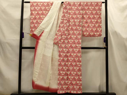 平和屋着物■上質な小紋　型染め　色紙花文　正絹　逸品　AABJ7675sx