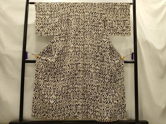 平和屋着物■上質な小紋　唐草文　正絹　逸品　AABJ7676sx