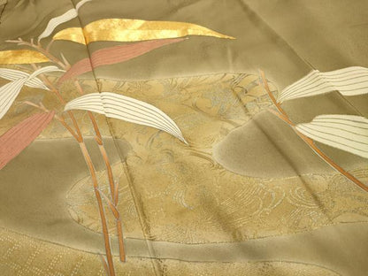 平和屋着物■豪華色留袖　作家物　駒刺繍　流水枝葉文　暈し染め　金彩　正絹　逸品　AABJ7677sx