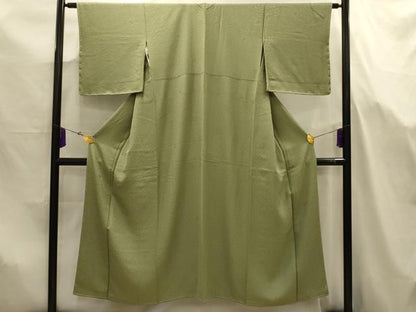 平和屋着物■上質な色無地　舞葉地紋　柳茶色　正絹　逸品　AABJ7681sx