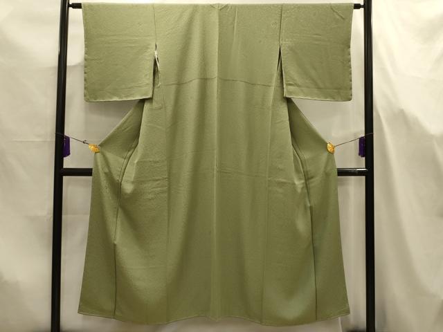 平和屋着物■上質な色無地　舞葉地紋　柳茶色　正絹　逸品　AABJ7681sx