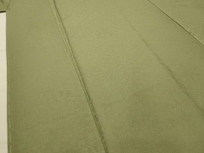 平和屋着物■上質な色無地　舞葉地紋　柳茶色　正絹　逸品　AABJ7681sx