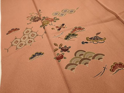平和屋着物■豪華色留袖　吉祥花宝づくし文　正絹　逸品　AABJ7683sx