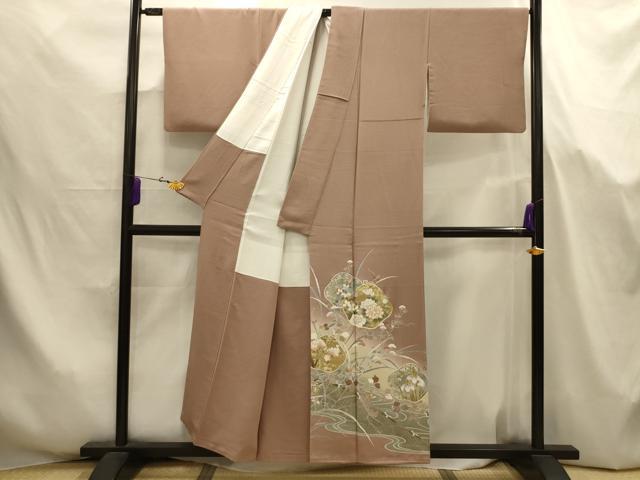 平和屋着物■豪華色留袖　駒刺繍　流水花籬文　暈し染め　金彩　正絹　逸品　AABJ7684sx