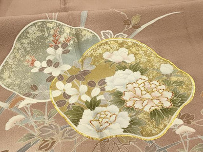 平和屋着物■豪華色留袖　駒刺繍　流水花籬文　暈し染め　金彩　正絹　逸品　AABJ7684sx