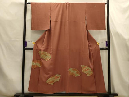 平和屋着物■豪華色留袖　駒刺繍　地紙花文　金彩　正絹　逸品　AABJ7689sx