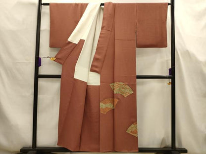 平和屋着物■豪華色留袖　駒刺繍　地紙花文　金彩　正絹　逸品　AABJ7689sx
