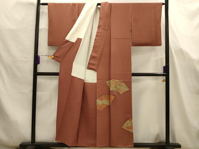 平和屋着物■豪華色留袖　駒刺繍　地紙花文　金彩　正絹　逸品　AABJ7689sx