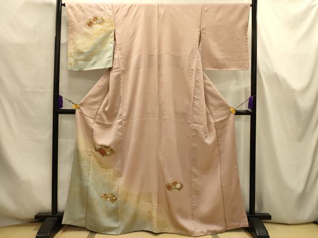 平和屋着物■訪問着　地紙花文　暈し染め　金銀彩　正絹　逸品　AABJ7690sx