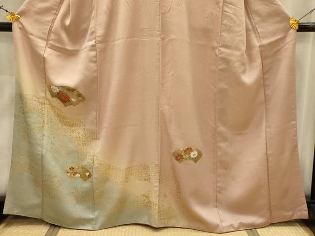 平和屋着物■訪問着　地紙花文　暈し染め　金銀彩　正絹　逸品　AABJ7690sx