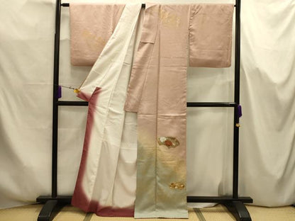 平和屋着物■訪問着　地紙花文　暈し染め　金銀彩　正絹　逸品　AABJ7690sx