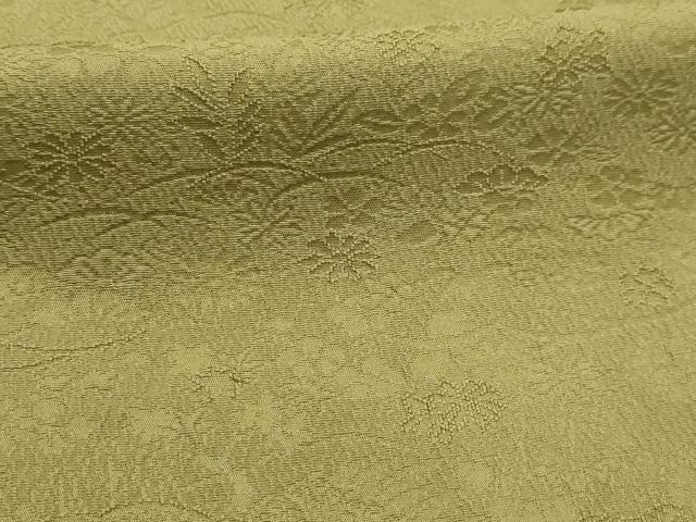 平和屋着物■上質な色無地　松竹梅草花地紋　黄海松茶色　鈴乃屋扱い　正絹　逸品　AABJ7691sx