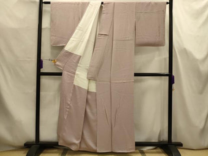 平和屋着物■上質な色無地　紋意匠　枯野色　反端付き　正絹　逸品　AABJ7695sx