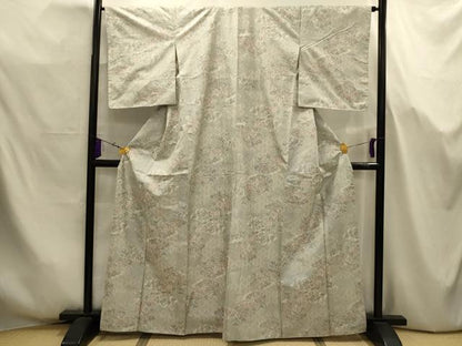 平和屋着物■上質な紬　草花文　正絹　逸品　AABJ7699sx