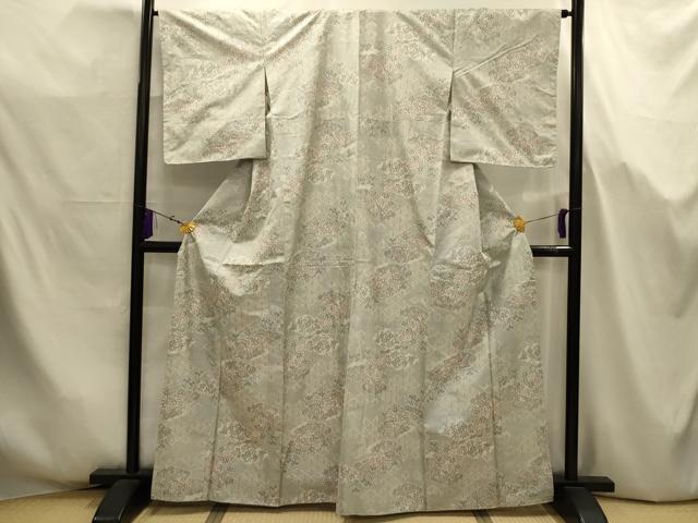 平和屋着物■上質な紬　草花文　正絹　逸品　AABJ7699sx