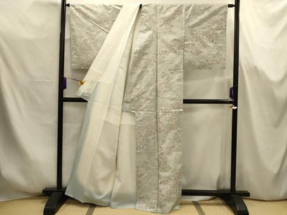 平和屋着物■上質な紬　草花文　正絹　逸品　AABJ7699sx