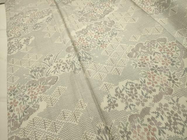 平和屋着物■上質な紬　草花文　正絹　逸品　AABJ7699sx