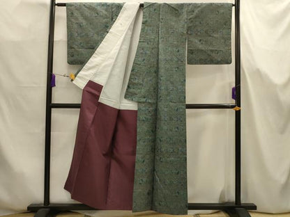 平和屋着物■上質な紬　菱文　正絹　逸品　AABJ7700sx