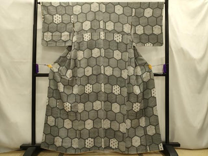 平和屋着物■上質な小紋　亀甲花文　正絹　逸品　AABJ7705sx