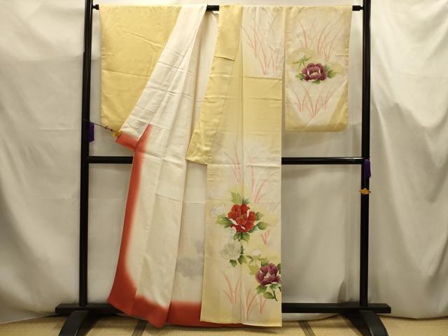 平和屋着物■訪問着　刺繍　草花文　暈し染め　金糸　金彩　正絹　逸品　AABJ7710sx