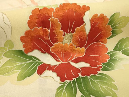 平和屋着物■訪問着　刺繍　草花文　暈し染め　金糸　金彩　正絹　逸品　AABJ7710sx