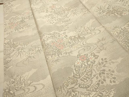 平和屋着物■本場大島紬　白大島　120亀甲　風景文　正絹　逸品　AABJ7712sx