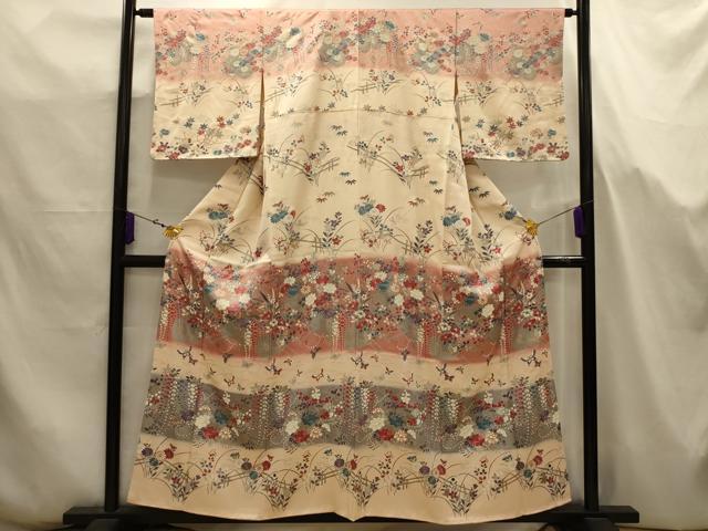 平和屋着物■訪問着　花車舞蝶文　暈し染め　金彩　正絹　逸品　AABJ7714sx