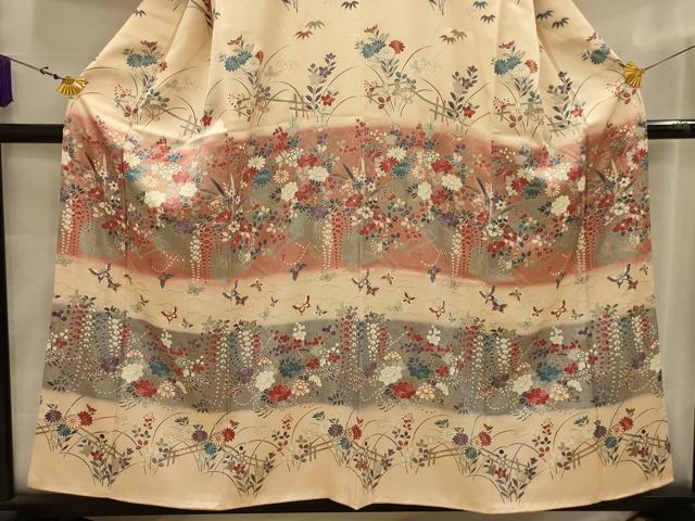 平和屋着物■訪問着　花車舞蝶文　暈し染め　金彩　正絹　逸品　AABJ7714sx