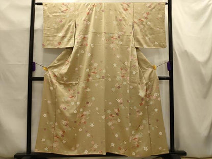 平和屋着物■上質な小紋　扇面花文　金彩　正絹　逸品　AABJ7717sx
