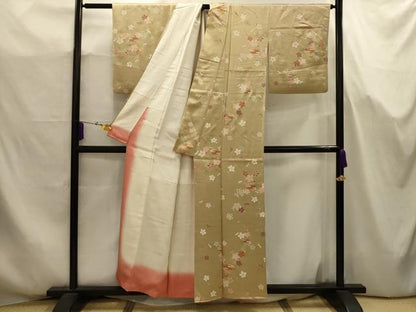 平和屋着物■上質な小紋　扇面花文　金彩　正絹　逸品　AABJ7717sx