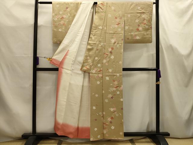 平和屋着物■上質な小紋　扇面花文　金彩　正絹　逸品　AABJ7717sx