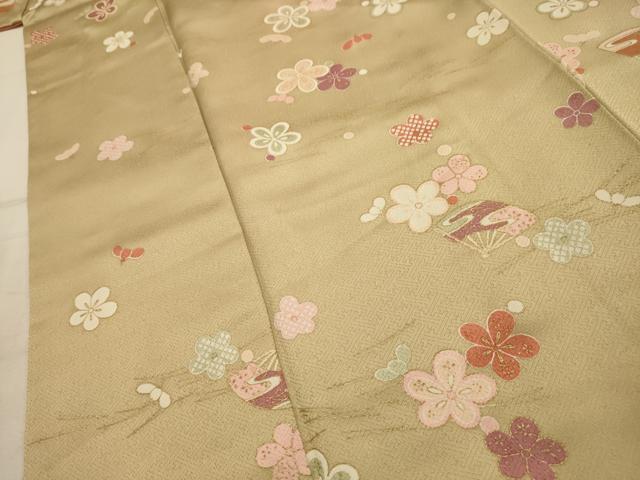 平和屋着物■上質な小紋　扇面花文　金彩　正絹　逸品　AABJ7717sx