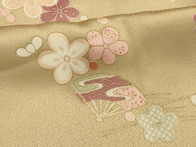 平和屋着物■上質な小紋　扇面花文　金彩　正絹　逸品　AABJ7717sx