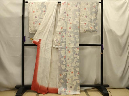 平和屋着物■上質な小紋　草花文　暈し染め　正絹　逸品　AABJ7720sx