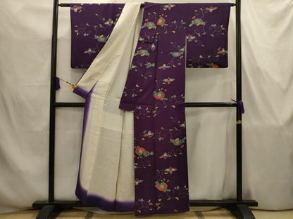 平和屋着物■上質な小紋　型染め　花唐草文　正絹　逸品　AABJ7725sx