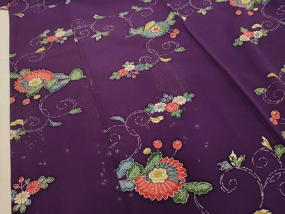 平和屋着物■上質な小紋　型染め　花唐草文　正絹　逸品　AABJ7725sx