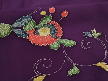 平和屋着物■上質な小紋　型染め　花唐草文　正絹　逸品　AABJ7725sx